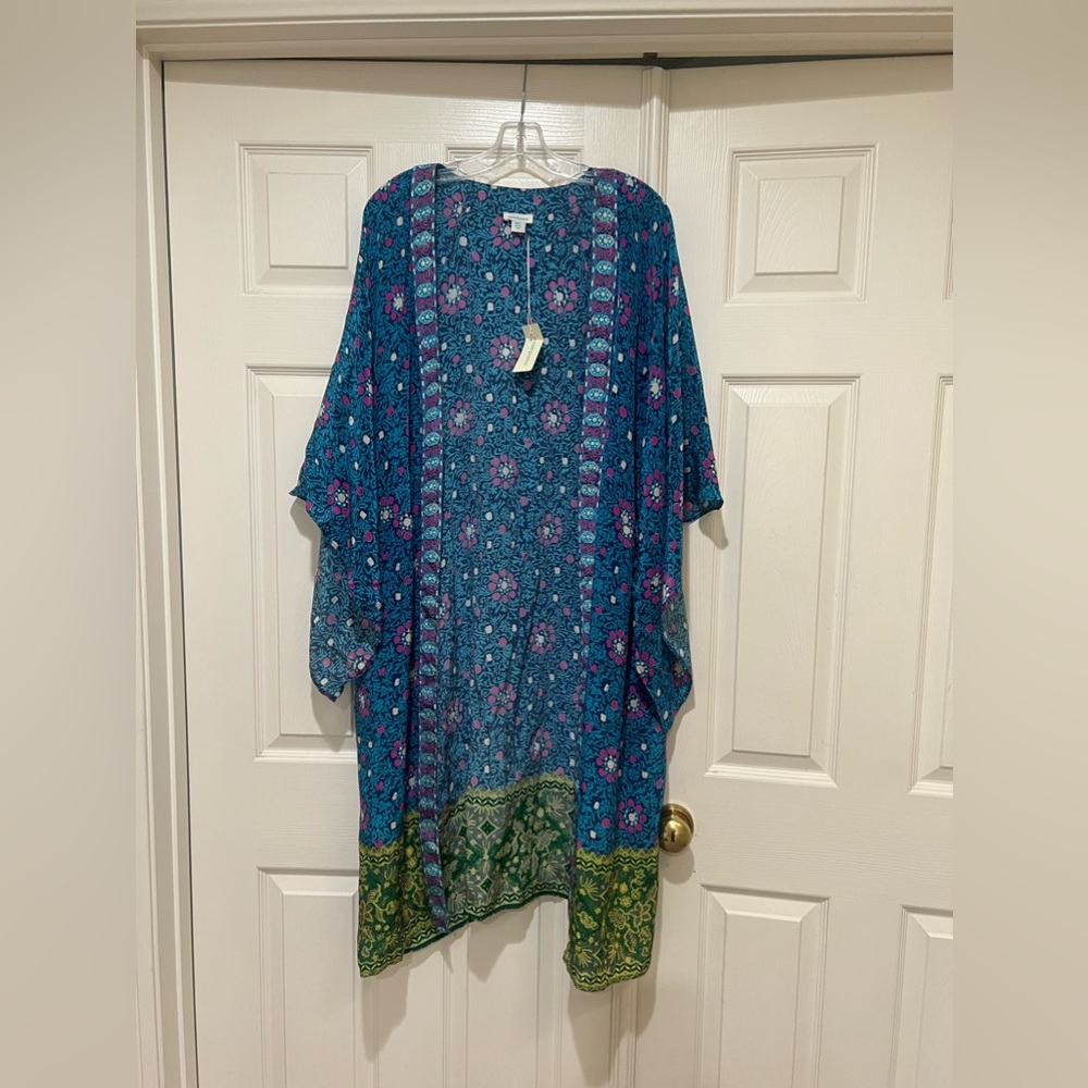 Sundance Teal & Pink Floral Swim Coverup - Picture 2 of 12
